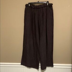 bryn Walker Women’s 100% Linen Classic Grey Wide-Leg Trousers Large Lagenlook